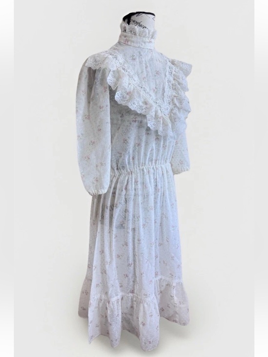 Vintage Dresses & Skirts - Vintage 70s Handmade Prairie Cottage Edwardian Whimsy Fairy Lace dress